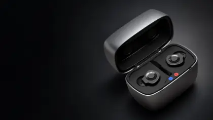 Hearing aids in an open charging case
